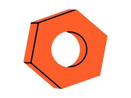 Hand drawn cute cartoon illustration of female screw. Flat repair hexagon tool part in doodle style. Support service nut hardware icon. Settings or fix problem. Find solution. Isolated. vector