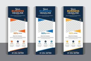 Unique and professional Business agency roll up pull up banner, Modern x banner template, Signage advertising design, 3 color variation corporate business roll up banner design. vector