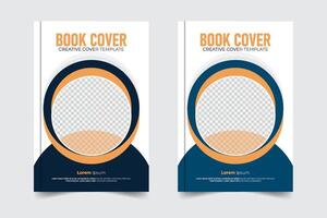 2 color variation modern style book cover design annual report cover with image vector