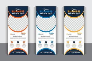 Signage advertising design, 3 Color variation corporate business roll up banner design, modern x banner template. vector