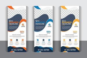 Modern abstract Signage advertising design, 3 Color variation corporate business roll up banner design, modern x banner template. vector