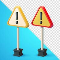 Warning, traffic sign symbol. 3d, Suitable for design elements vector