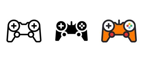 Game controller icons. Joystick icon set. Gamepad, console icon with line, solid, and color vector