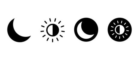 Dark and light mode app icons. Sun, day, night, moon, sleep, dnd signs for user interface, and website. vector