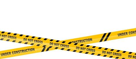 Under construction do not cross warning tape road sign background vector