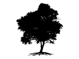 Black Trees and root and tree logo style. vector