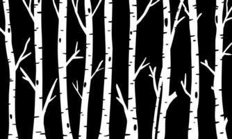 White Branch Tree or Naked trees silhouettes set. Hand drawn isolated illustrations. vector