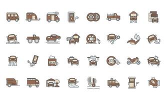 Automotive icon set . Automotive pack elements for infographic web. with trend color vector