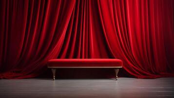 Red Curtain With Bench. photo