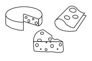 Collection outline of different types of cheese French cuisine vector