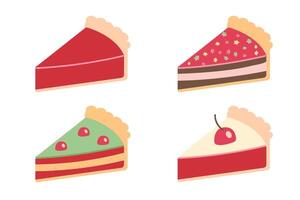 Collection of different types of cake slices vector