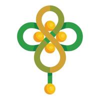 Single Lucky Charm Knot with Gold Beads - Flat Illustration vector