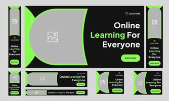 Everyday learning web bundle banner design for social media post, education web set banner design, fully editable eps 10 file format vector