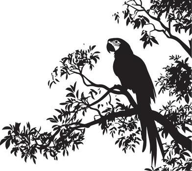Tree with bird black silhouette file graphic design vector