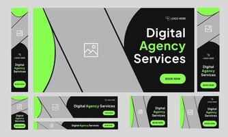 Trendy digital agency web set banner design for social media post, startup business web bundle banner design, web banner, customizable eps 10 file format vector