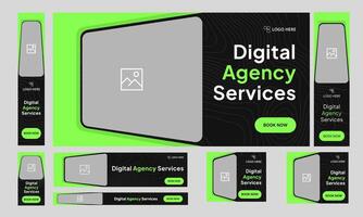 Creative digital agency web set banner design for social media post, digital marketing agency web bundle banner, web banner, customizable eps 10 file format vector