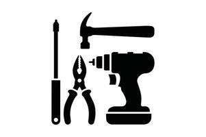 Minimalist Black Tool Set Illustration for Construction and Repair Project vector