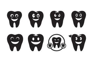 Smiling Tooth Silhouette Set for Dental Illustrations and Design vector