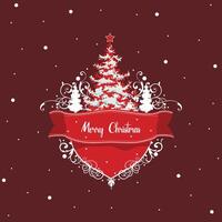 Merry Christmas banner design in red color vector