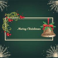 Merry Christmas banner design in green color vector