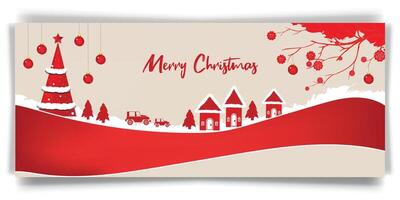 Merry Christmas web banner design in red color vector