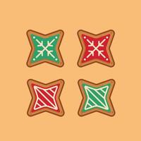Christmas gingerbread cookies shaped like snow and stars, new year decoration suitable for posters and web icons vector