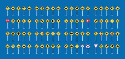 warning traffic signs collection, illustration of blue box traffic sign on metal pole.suitable for poster use and web icon vector