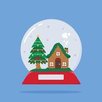snow globe with gifts and glass tree container, christmas day icon for flat style greeting, suitable for poster and web icon vector