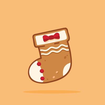Christmas gingerbread cookies shaped like socks, new year decoration suitable for posters and web icons
