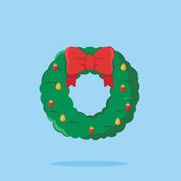 christmas wreath decoration in flat style, suitable for posters and web icons vector