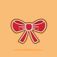 Christmas gingerbread cookies in red ribbon shape, new year decoration suitable for posters and web icons vector