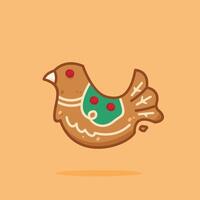 Christmas gingerbread cookies shaped like birds, new year decoration suitable for posters and web icons vector