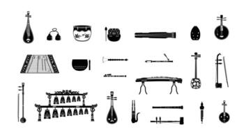 Collection of illustrations of traditional Chinese musical instruments, suitable for music stores and communities vector