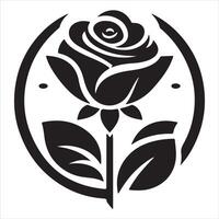 Rose silhouette with a flat design vector
