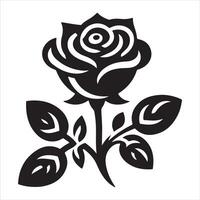 Black graphic of a motif of a rose blossoming ornamentation vector