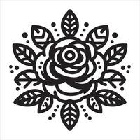 Graphic black silhouette of a rose symbol for a decorative garden flower vector
