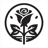 Graphic Icon of a Black Rose Silhouette on a White Background vector