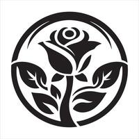 Graphic silhouette of a rose logo icon on a white background vector