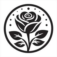 Clipart Icon of a Black Rose Silhouette on a White Background vector