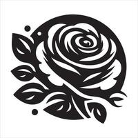 Graphic Rose Silhouette Icon in Black on a White Background vector