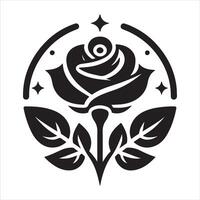 Icon outline of a rose bud Simple yet sophisticated rose flower design for wedding cards and invitations vector