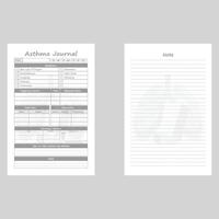 Asthma journal page templates. Organizer page, diary and daily control book vector