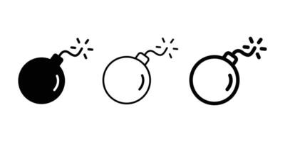 Bomb icon set. bomb line and glyph icon bomb icon with a burning wick. exploding bomb weapon icon design. vector