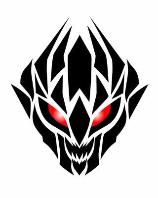 tribal art abstract face evil with red eyes for tattoo