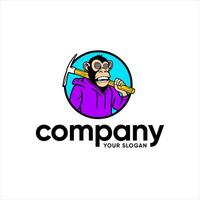 Mining Monkey suitable for branding and logos as well as mining, crypto, gaming, construction vector
