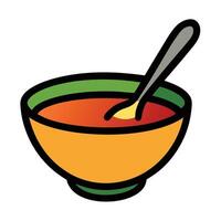 Delicious bowl of soup with a spoon ready for enjoyment vector