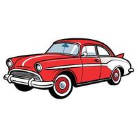 Vintage car with sleek design and bright color in retro style vector