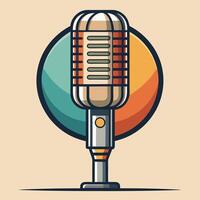 Microphone design with colorful background and detailed outline vector