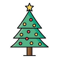 Nordic simplistic design Christmas tree with thin black outline vector
