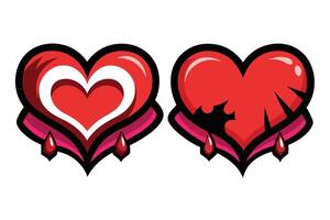 Heart icons in graffiti style showcasing love and emotion vector